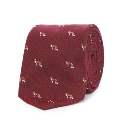 Hammond & Co. by Patrick Grant - Wine red fox print tie