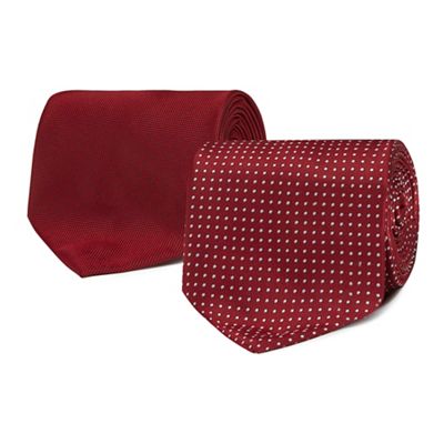 The Collection - Pack of two wine red spotted ties