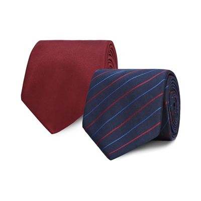 The Collection - Pack of two navy and red printed ties