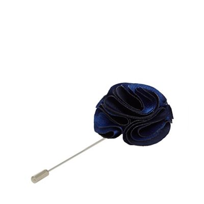Black Tie - Navy flower lapel pin