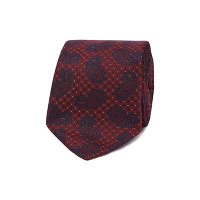 The Collection - Dark red textured dot paisley tie