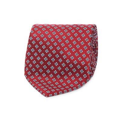 The Collection - Dark red mini clover geometric print tie