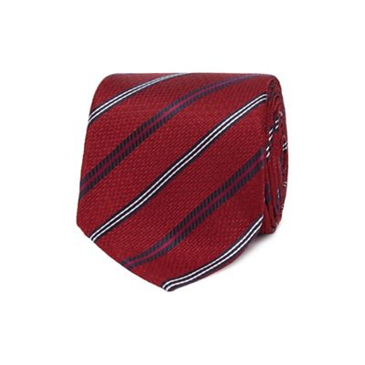 The Collection - Red textured diagonal stripe tie