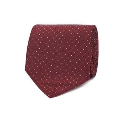 The Collection - Dark red dotted grid print tie