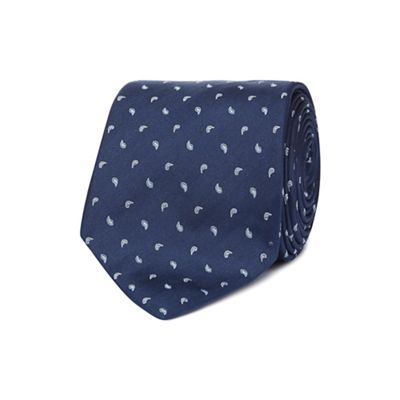 The Collection - Navy mini paisley print silk tie