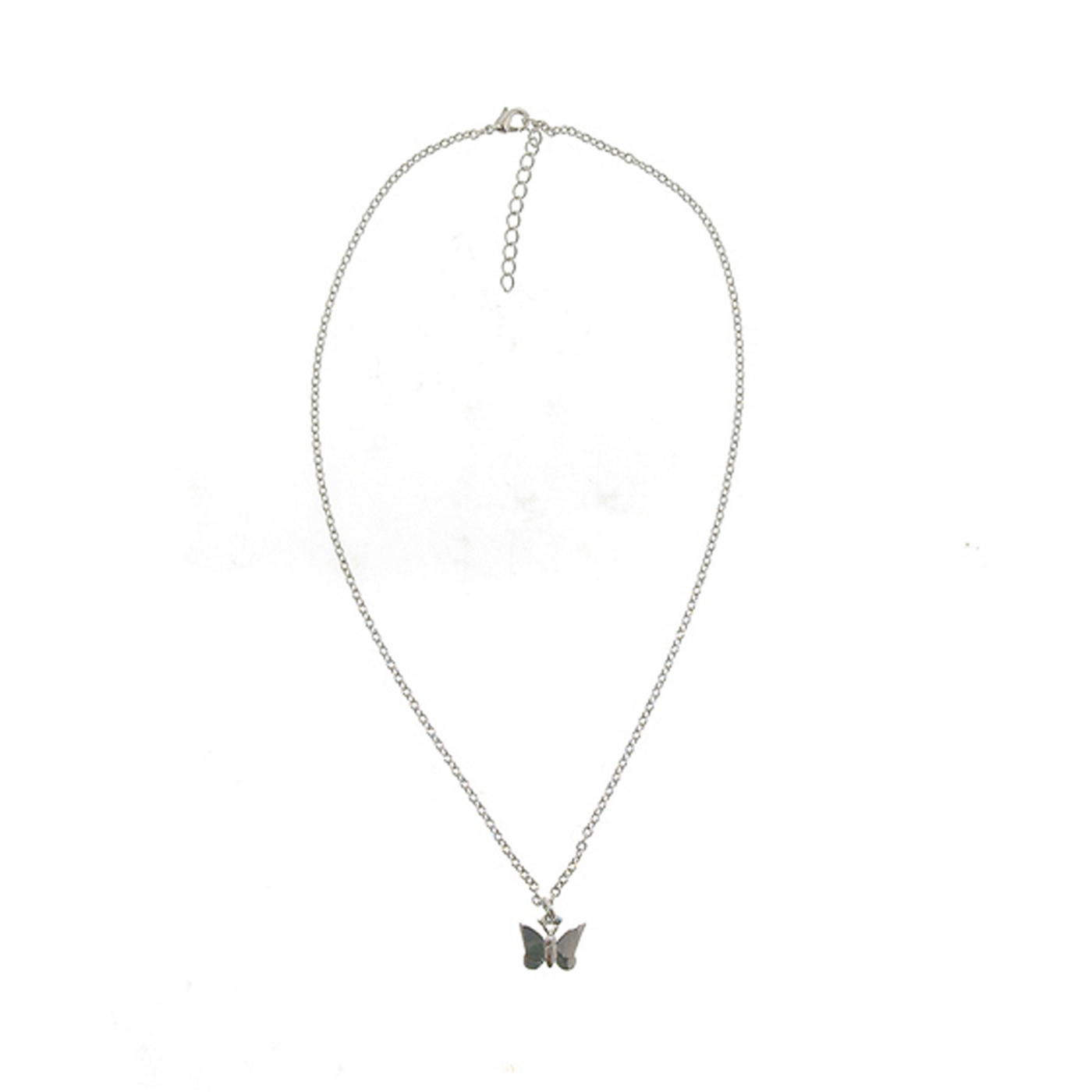 Finesse Rhodium small butterfly pendant necklace