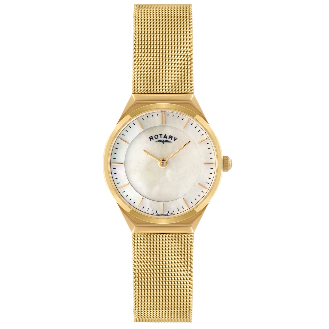 Rotary Ladies gold plated mesh watch
