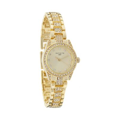 Infinite Ladies gold diamante bracelet watch | Debenhams