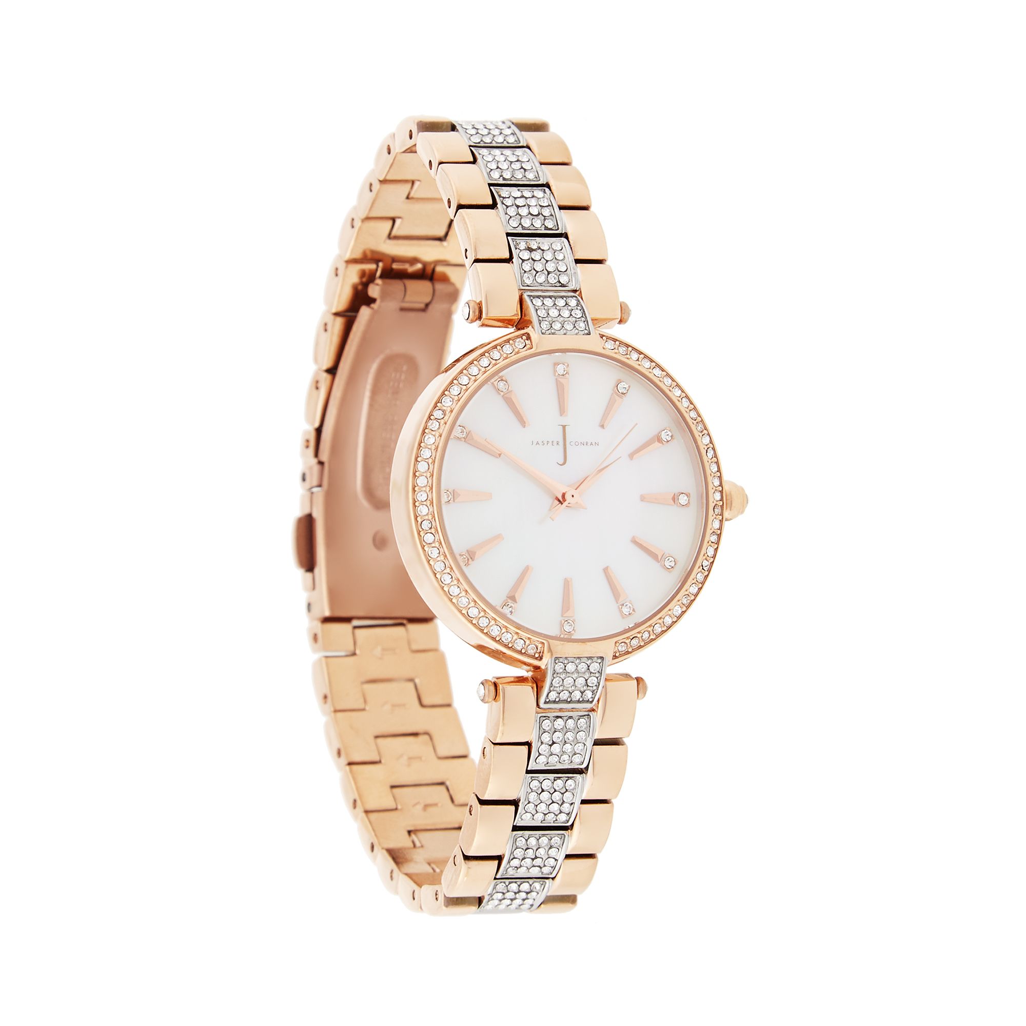 J By Jasper Conran Designer Ladies Rose Gold Crystal Watch From ...