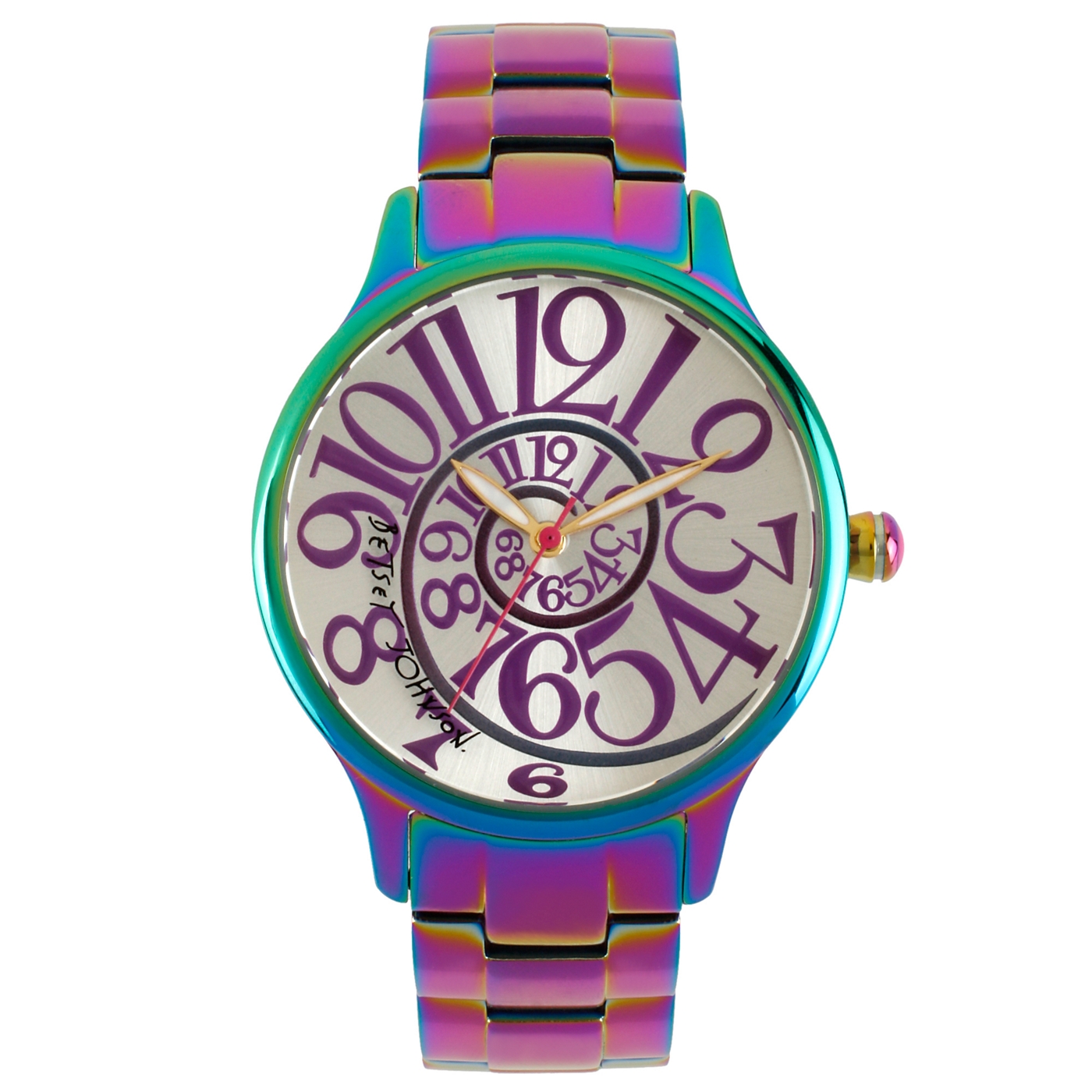 Betsey Johnson Ladies rainbow spiral numbered bracelet watch