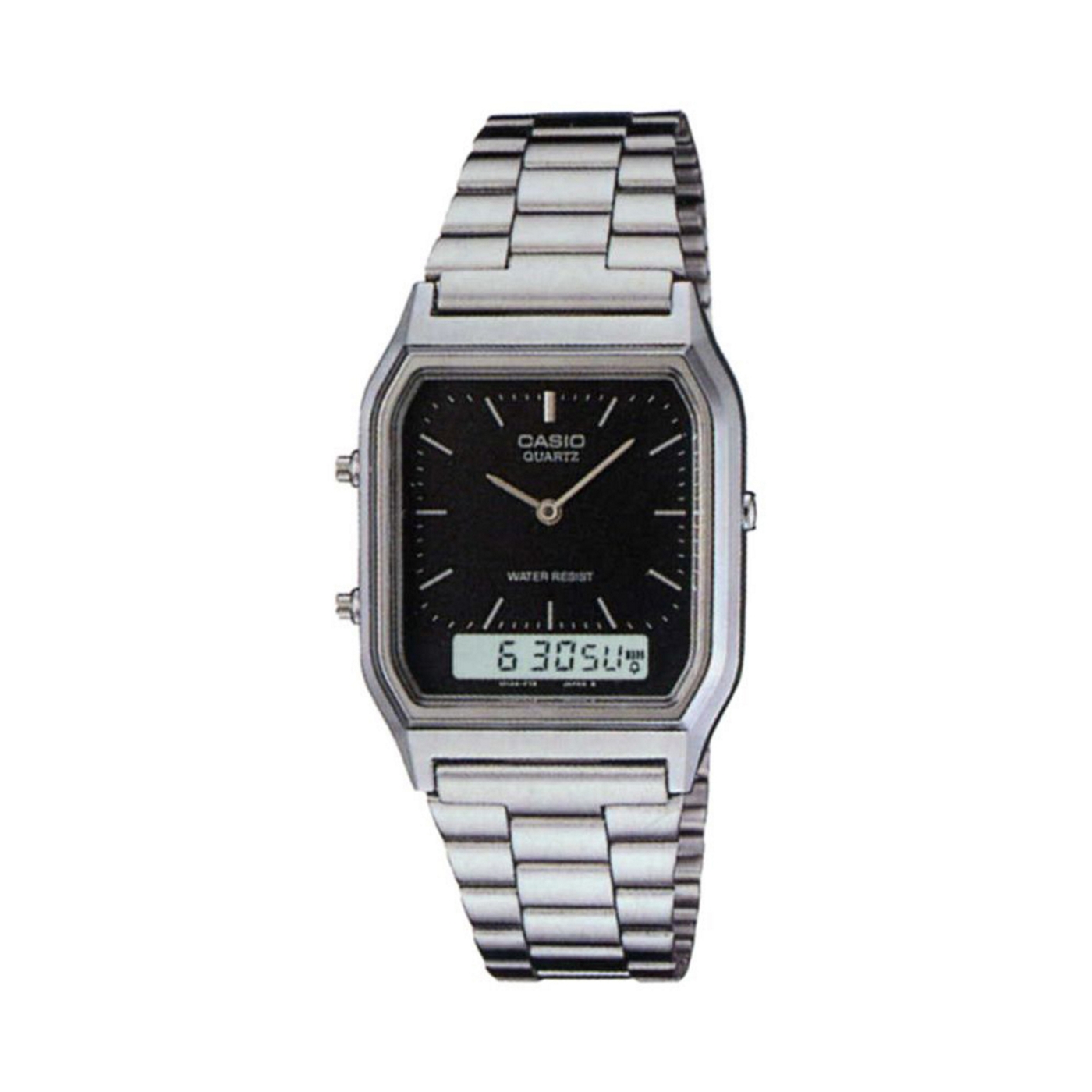 Casio Ladies silver coloured rectangular dial bracelet watch