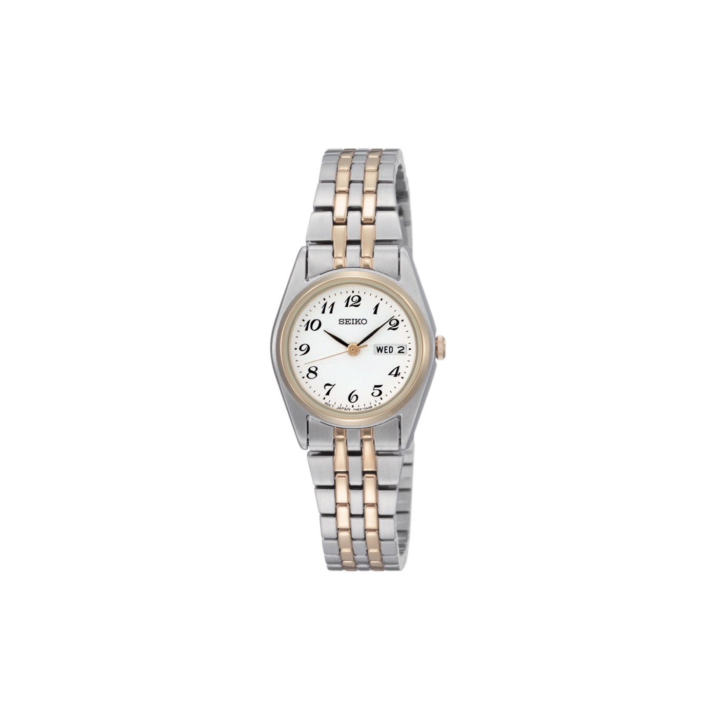 Seiko Ladies multi coloured round face bracelet watch