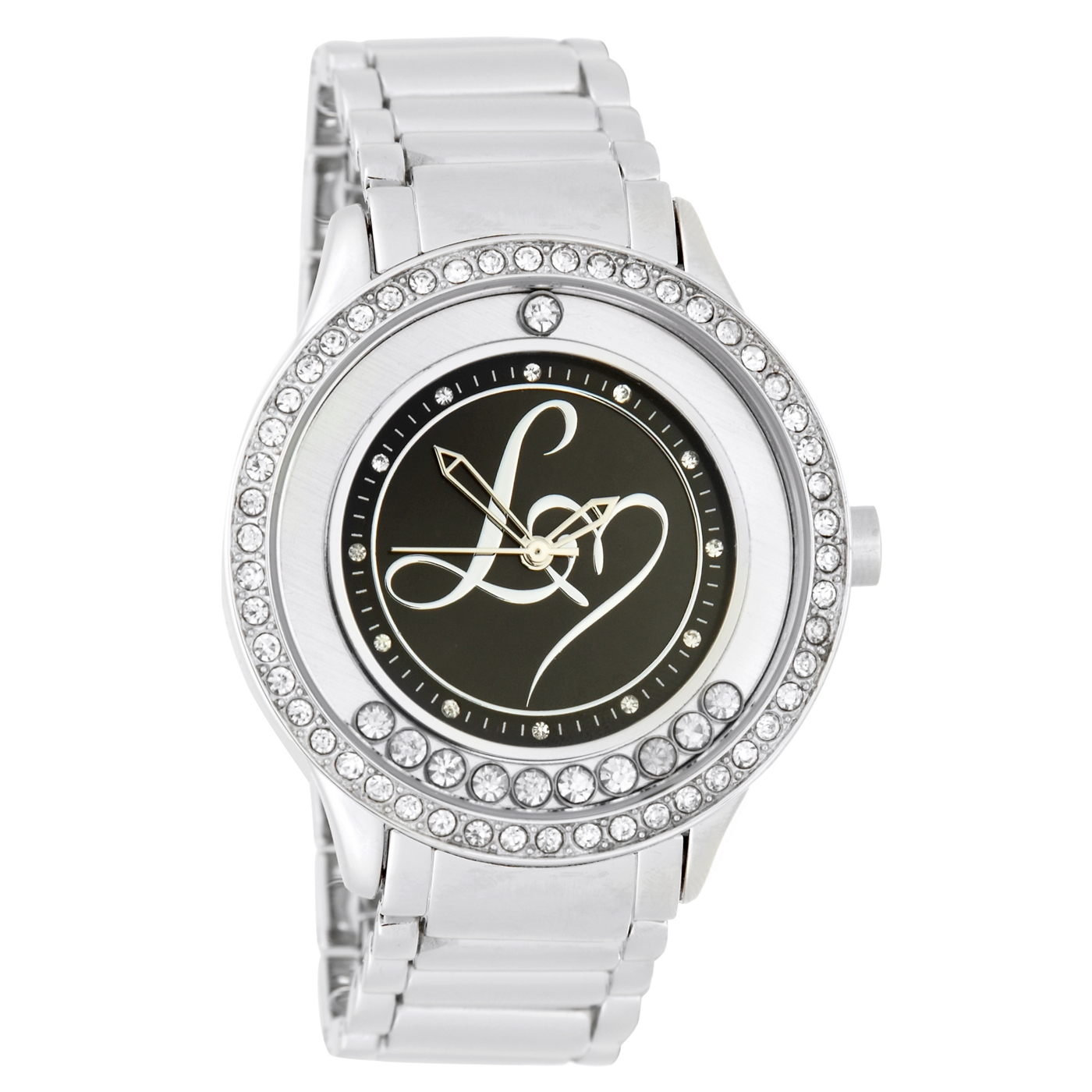 Lipsy Ladies silver loose diamante case watch