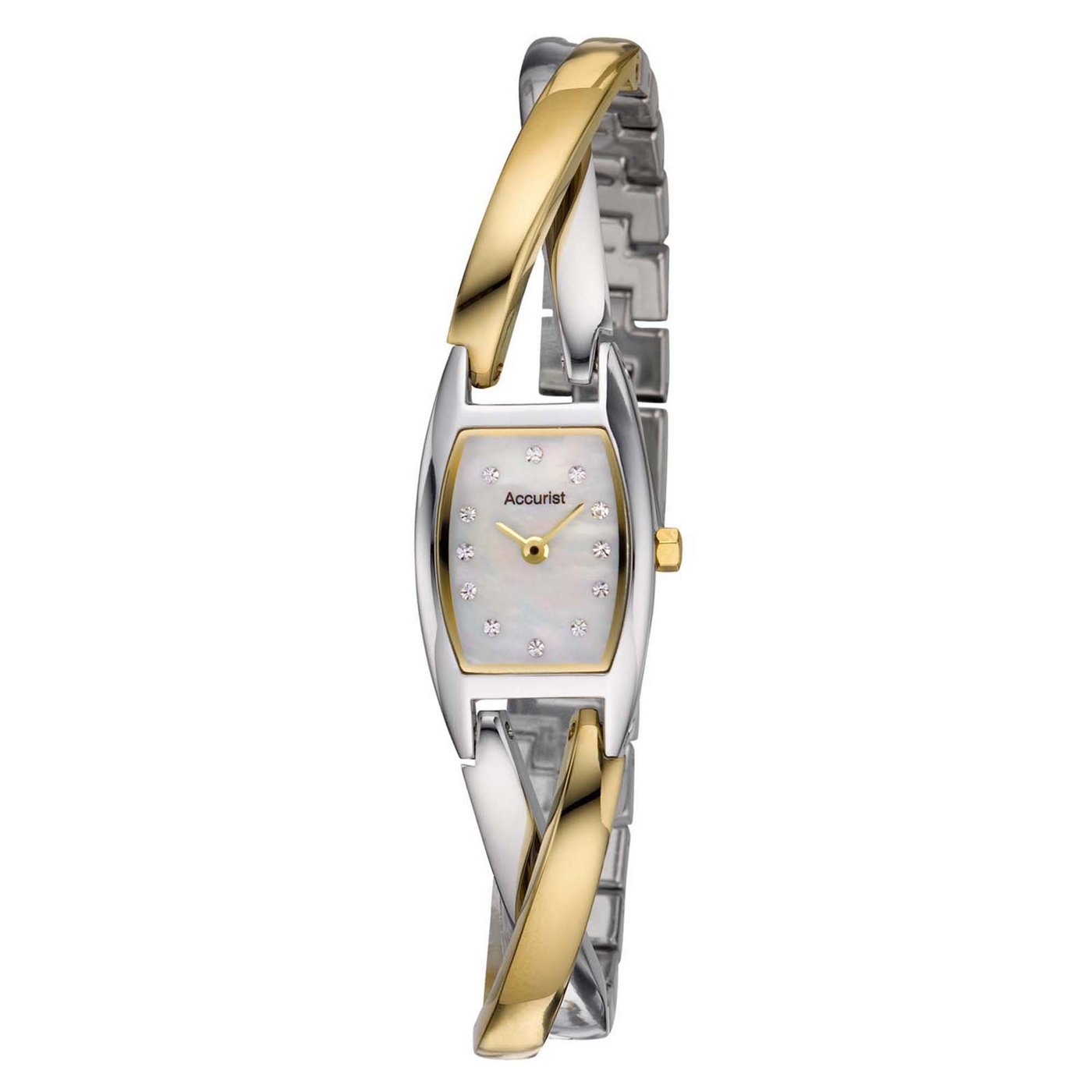 Accurist Ladies two tone cross over semi bangle watch