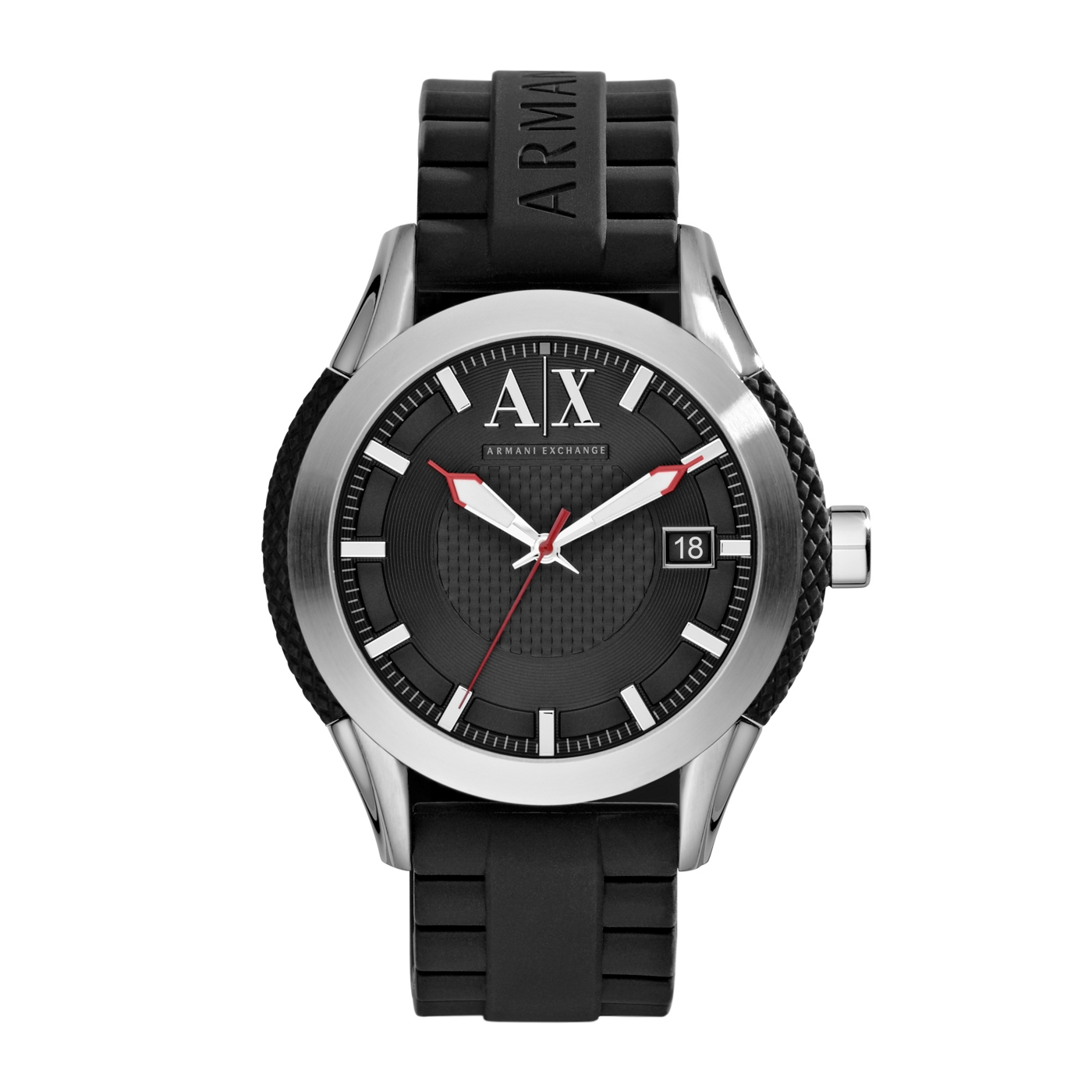 Armani Exchange Mens black silicone strap active watch