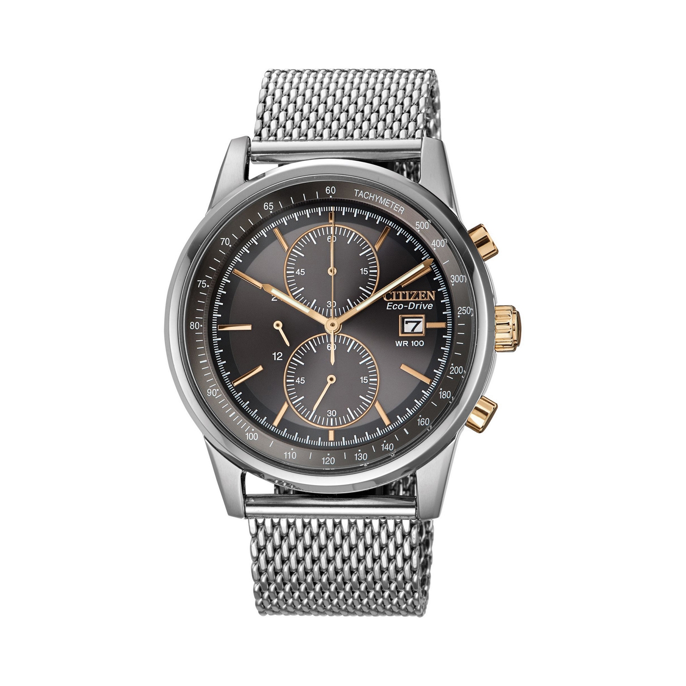 Citizen Mens mesh chronograph silver watch