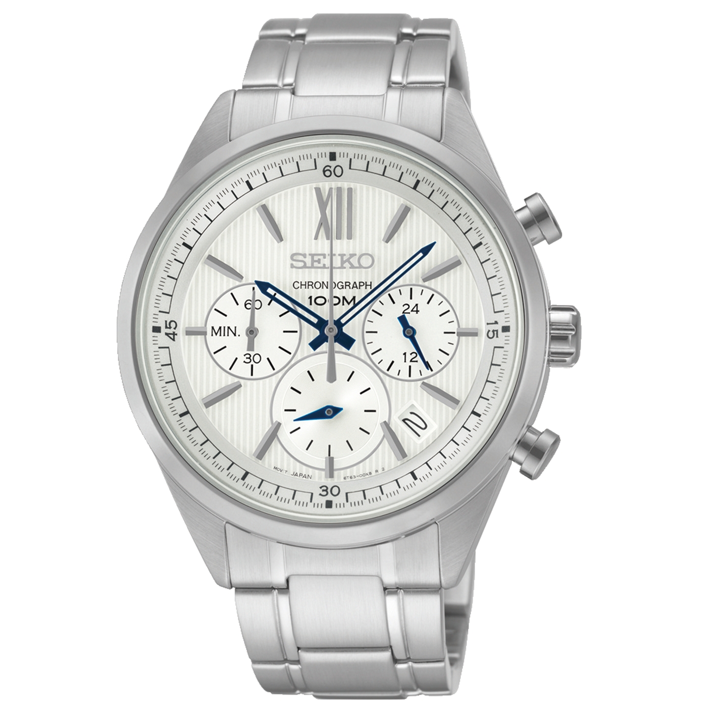 Seiko Mens chronograph silver bracelet watch