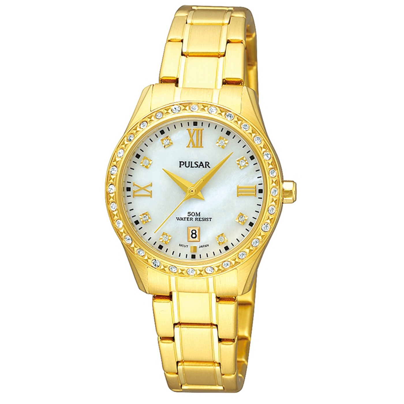 Pulsar Ladies gold stone watch