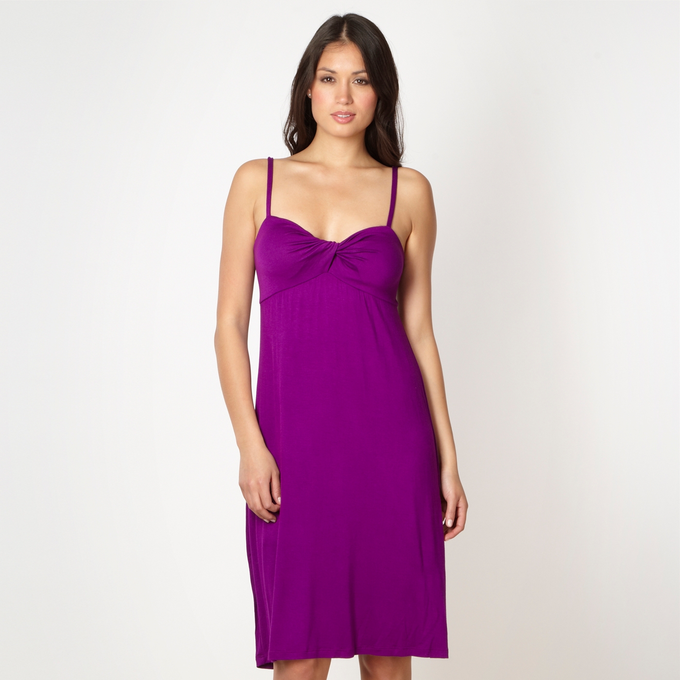 Beach Collection Purple twist front jersey beach dress