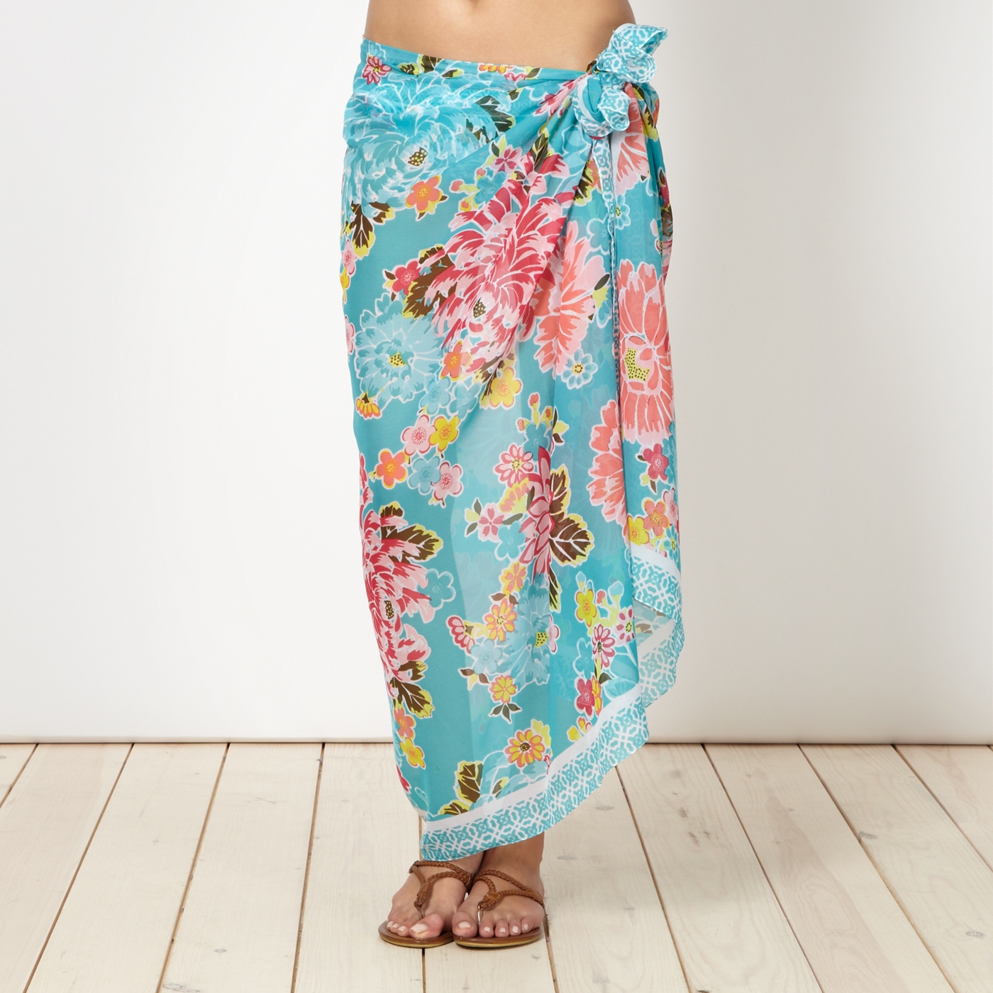 Beach Collection Turquoise floral sarong