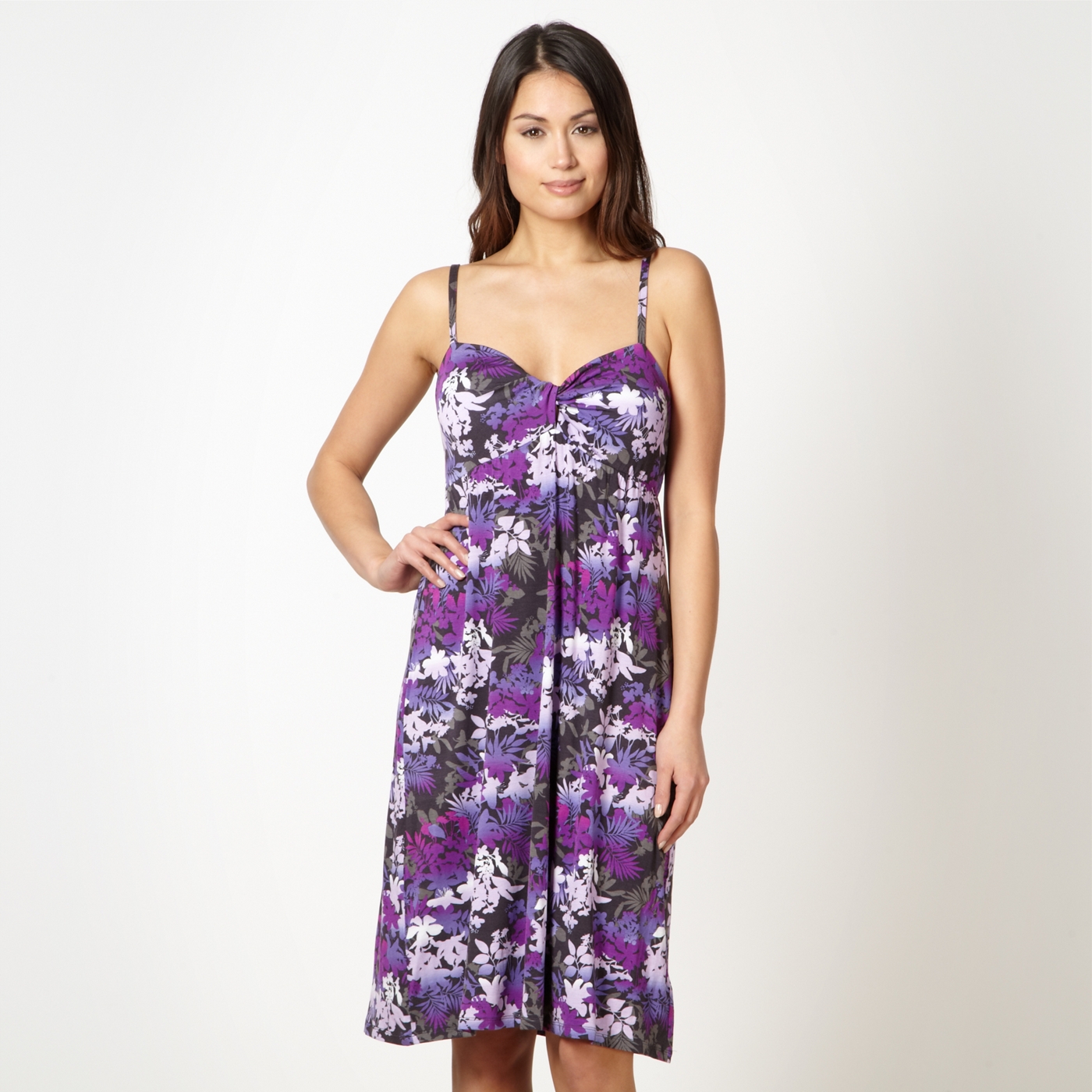 Beach Collection Purple floral padded beach dress