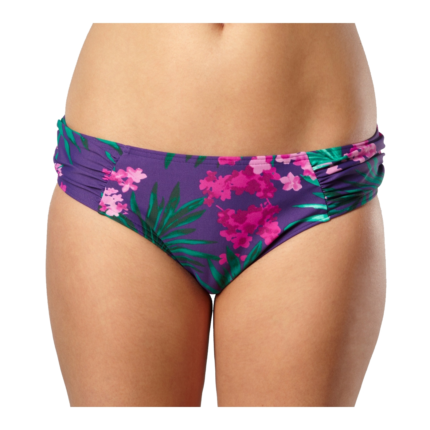 Gorgeous Purple floral ruched bikini bottoms