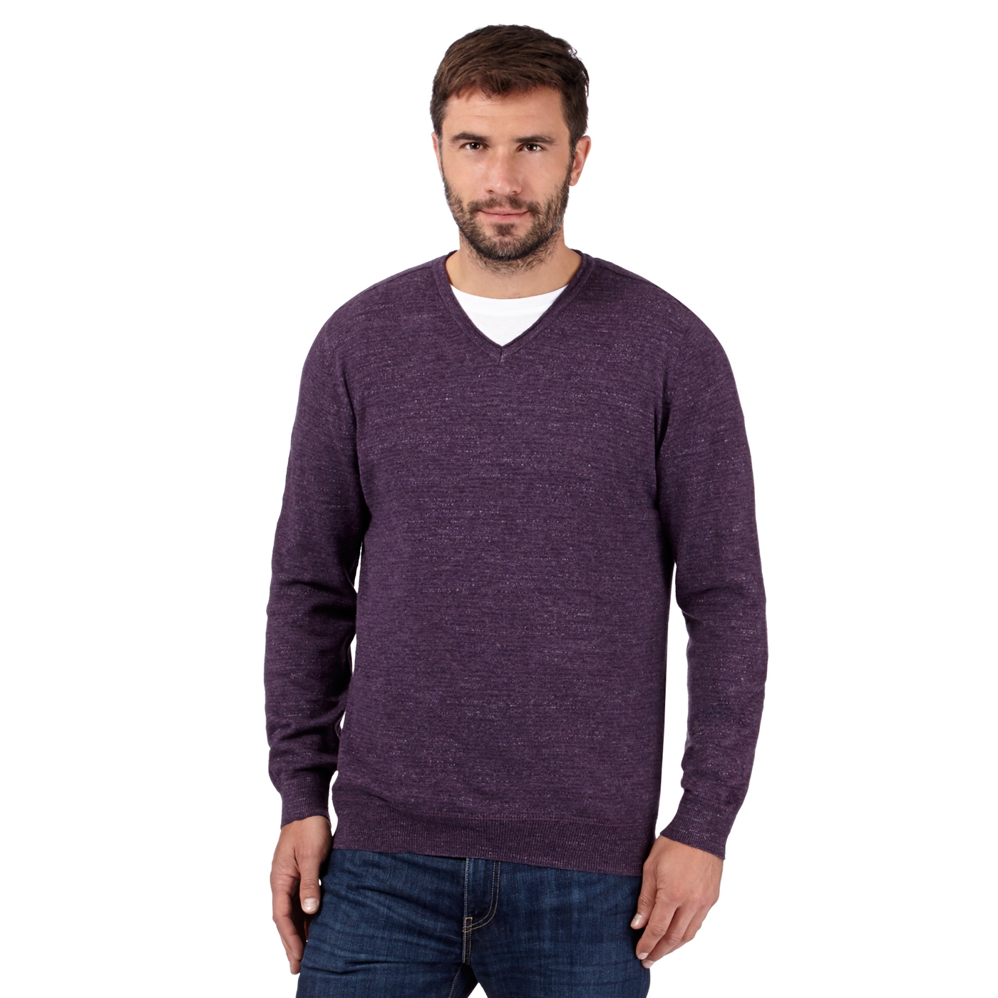 RJR.John Rocha Designer dark purple knitted V neck jumper