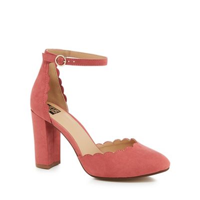 pale pink suede court shoes