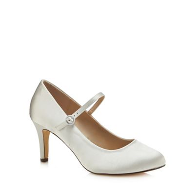 Debut - Ivory satin 'Dame' mid stiletto heel wide fit Mary Janes