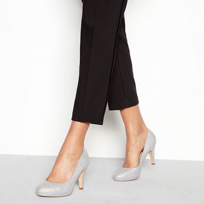 Debut - Silver 'Darten' high heel wide fit court shoes
