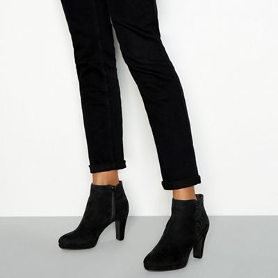 Good for the Sole - Black suedette sparkly trim heeled ankle boots