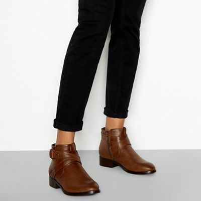 Good for the Sole - Tan block heel wide fit ankle boots