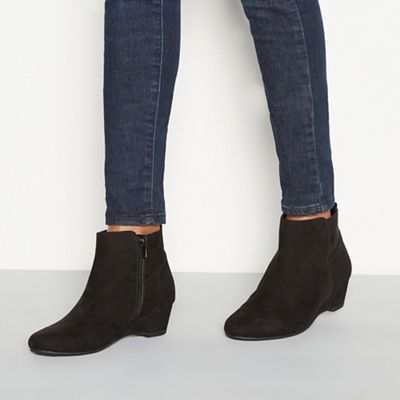Good for the Sole - sBlack suedette 'Geri' wedge heel ankle boots