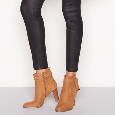 Principles - Tan suedette 'Cece' heeled ankle boots