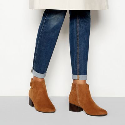 Principles - Brown suedette 'Cimba' block heel wide fit ankle boots