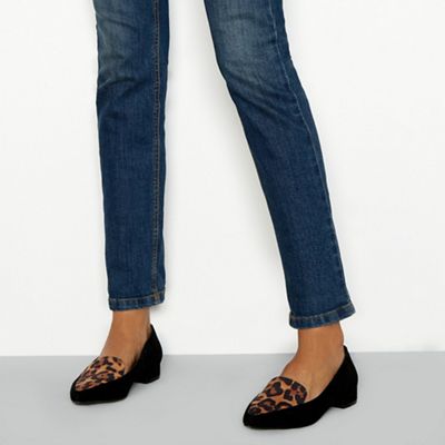 Principles - Black block heel pointed toe loafers