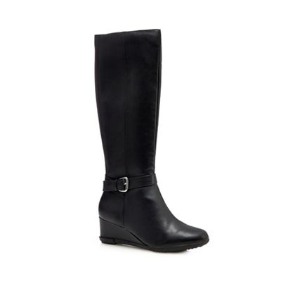 Good for the Sole Black wedge heel boots | Debenhams