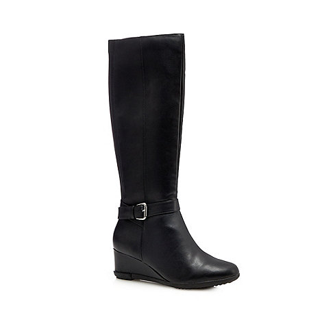 Good for the Sole Black wedge heel boots | Debenhams