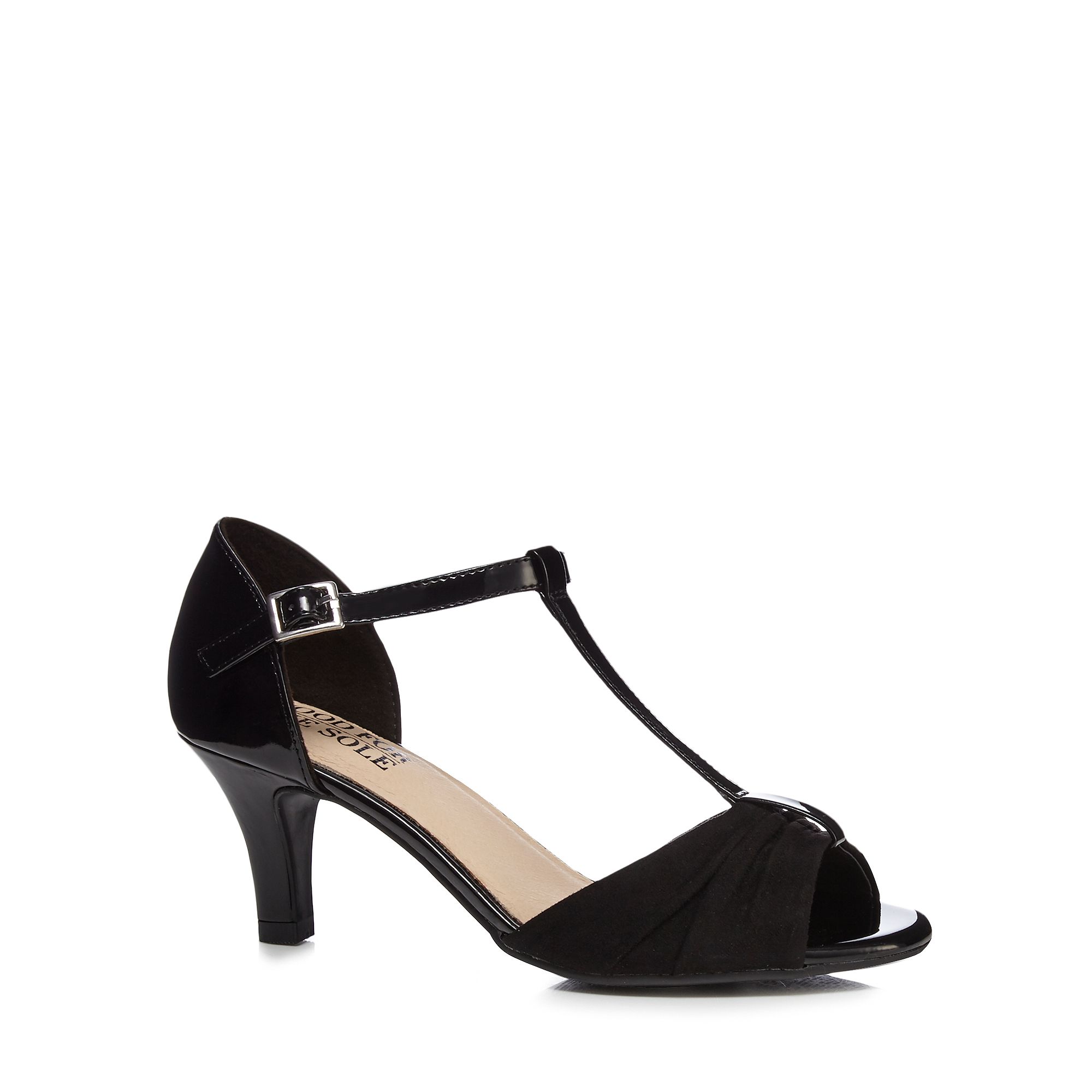 Good For The Sole Black T-Bar Wide Fit Court Shoes From Debenhams