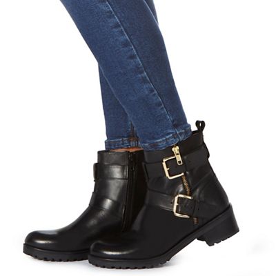 faith black biker boots