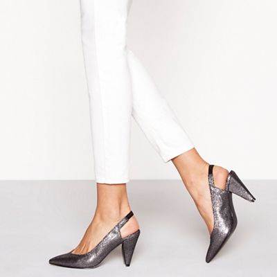 Faith - Metallic glitter 'Cone' high stiletto heel slingbacks