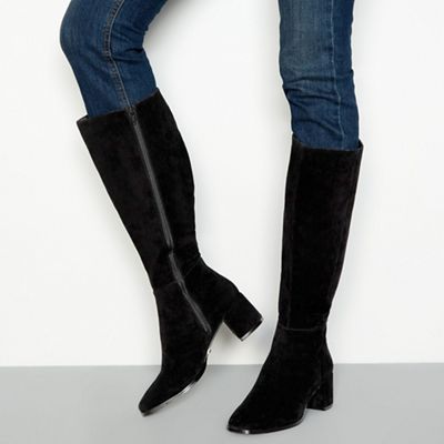 faith black leather knee high boots