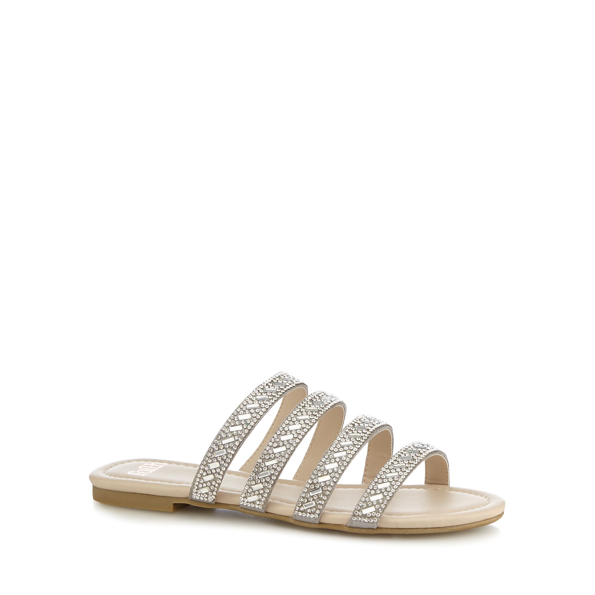 Faith Womens Silver 'Justine' Flat Sandals From Debenhams