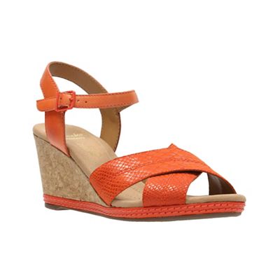 Clarks Orange Leather HELIO LATITUDE Sandals Deal at Debenhams