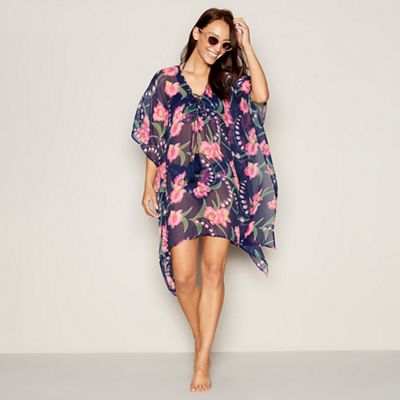 Navy Floral Lily Mini Kaftan