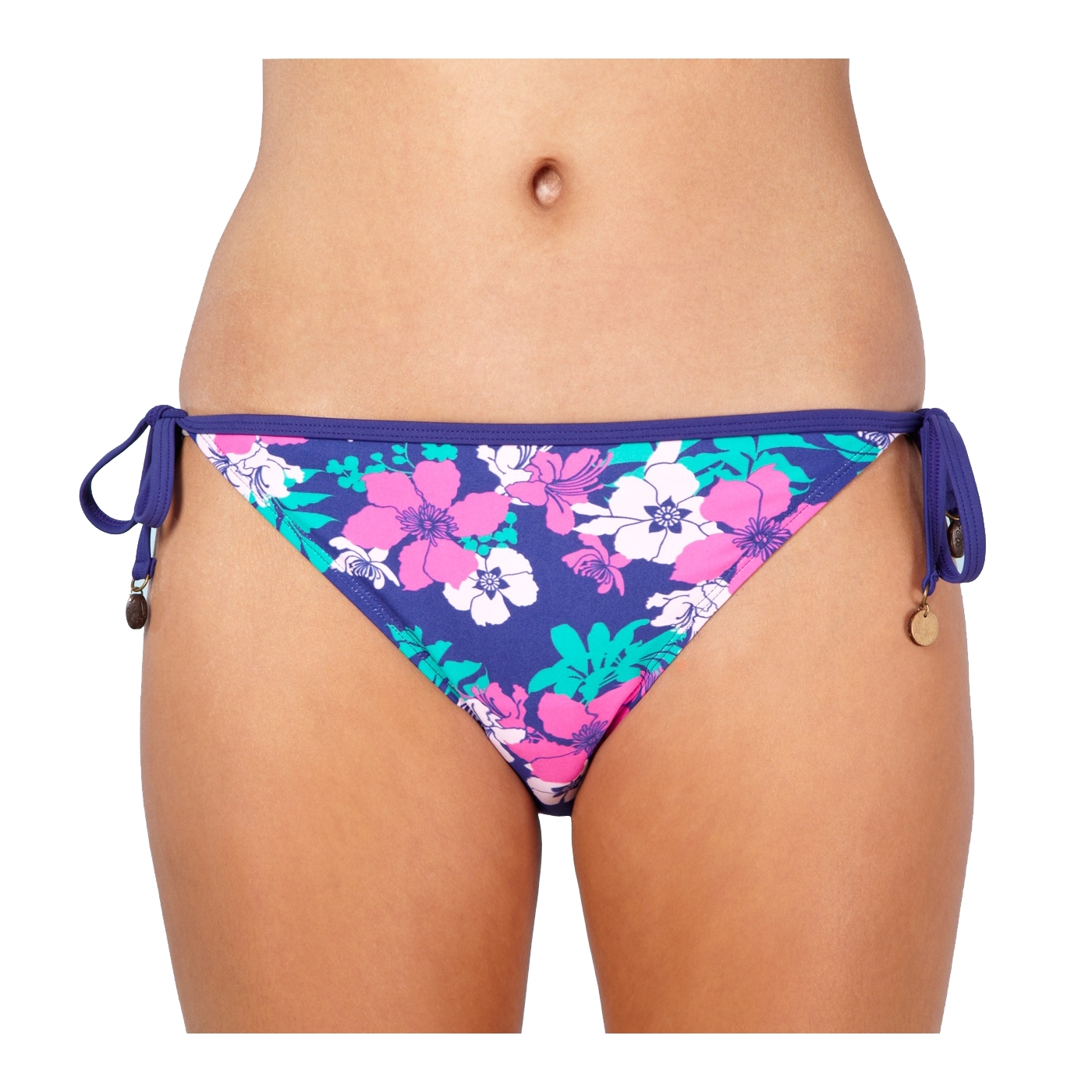 Mantaray Purple floral tie side bikini bottoms