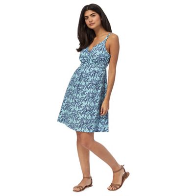 Mantaray Blue leaf print v-neck knee length beach dress | Debenhams