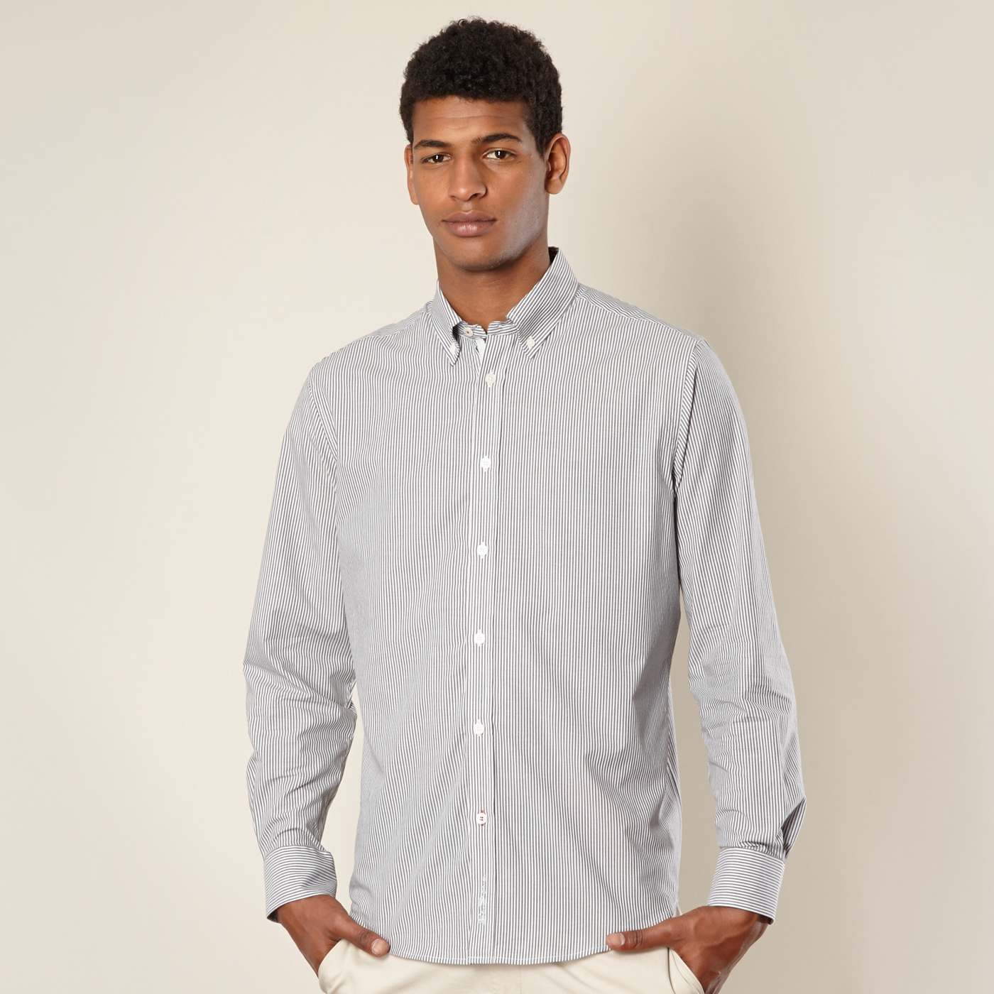 Ben Sherman Big and tall white fine striped shirt