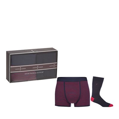 J by Jasper Conran - Pink and navy hipster trunks and socks set in a gift box
