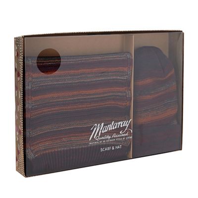 Mantaray - Orange striped hat and scarf set